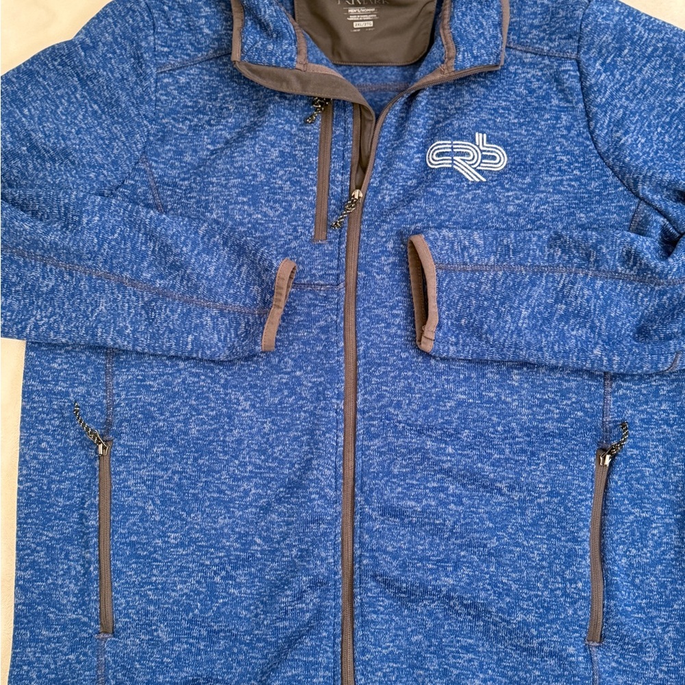 Primark Men's Heathered Blue Full-Zip Jacket with Contrast Trim 2XL